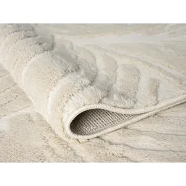 OTTO home Teppich OTTO HOME "Samia, Hoch-Tief-Struktur", creme, B:200cm H:19mm L:300cm, Kunstfaser, Teppiche, Teppich, leichter Glanz, Floral, Blätter, Modern, Wohnzimmer, Schlafzimmer