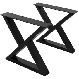ML-Design 2 Stück Tischbeine 43 x H40 cm Tischkufen X-Form aus Stahl Schwarz