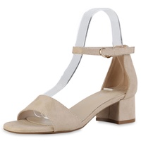 VAN HILL Damen Klassische Sandaletten in Beige Velours