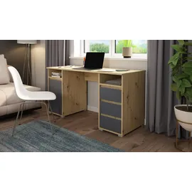 byLIVING Schreibtisch »Lobo«, Breite 138 cm, Artisan Eiche anthrazit,