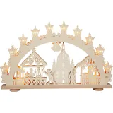 Saico Original Saico Lichterbogen LED 3D Dresdner Striezelmarkt, Holz 66 cm warmweiß, natur