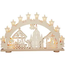 Saico Original Saico Lichterbogen LED 3D Dresdner Striezelmarkt, Holz 66 cm warmweiß, natur