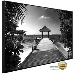 papermoon Infrarotheizung »EcoHeat - Steg am Strand Schwarz + Weiss«, Matt-Effekt - bunt