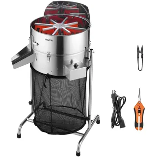 Vevor Elektrische Erntemaschine, 465 mm Knospenschneider mit Edelstahlklingen & einstellbarer Geschwindigkeit, Hydrokultur-Schneidemaschine mit Auffangbeutel, Handschere, für Blätter & Knospen