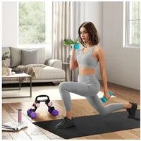 sportnow Hantel Set 6 Kurzhanteln 2 x 1 kg, 2 x 3 kg, 2 x 5 kg mit Klappbarem Hantelständer mehrfarbig