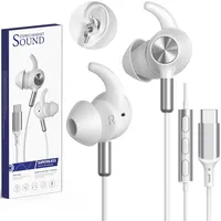 In Ear Kopfhörer USB C Anti-Fall-Ohrstöpsel Mikrofon & Lautstärkeregler USB C Headphones mit Kabel für Samsung Galaxy S25 Ultra S24 A16 iPhone 17 Pro 16 15 Pixel 9 8 für Büro Gaming Workout Musik Weiß