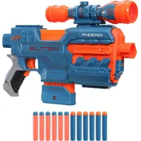 Hasbro Nerf Elite 2.0 Phoenix CS-6 motorisierter Blaster, 12 Nerf Darts, Fernrohr, Clip-Magazin, mit Erweiterungsoptionen