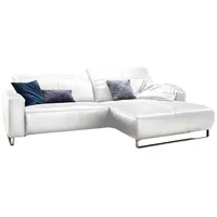 KAWOLA Sofa YORK Leder Life-line white Recamiere rechts Fuß Metall Chrom matt