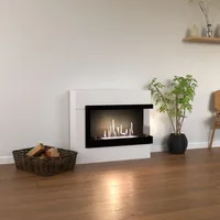 Glow Fire Halden Mini Rechts' Ethanol Kamin Weiß, Standkamin, Bioethanolkamin, Ethanolofen | 2 KW Heizleistung | mind. 14 Tage Rückgaberecht - Weiß