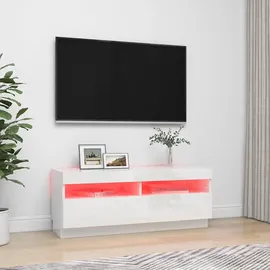 vidaXL TV-Schrank mit LED-Leuchten 100x35x40 cm Hochglanz-Weiß Holz