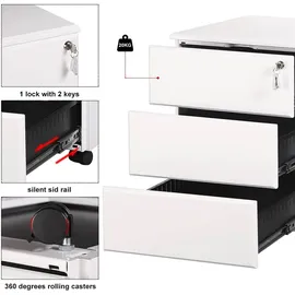 Woltu SK024 Rollcontainer 39 cm x 54 cm x 52 cm weiß