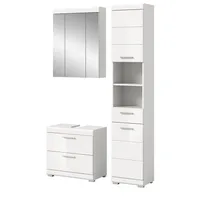 Inn.furn Badmöbel-Set weiß Hochglanz 3-teilig 112 cm, Badschränke Shawn