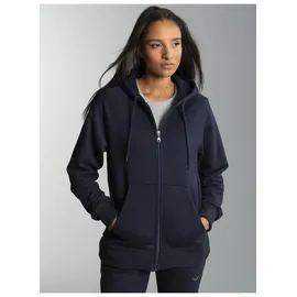 TRIGEMA Sweatjacke "TRIGEMA Sweatjacke mit Kapuze", Damen, Gr. L, blau (navy), 70% Baumwolle, 30% Polyester, Basic, Sweatjacken