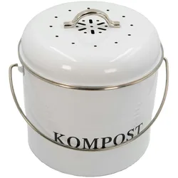 Intirilife Komposteimer Biomülleimer aus Eisen für die Küche - 21.5 x 19 x 20.5 cm - 3 Liter Behälter für Müll Bioabfall Kompost inkl. 2 Kohlefilter