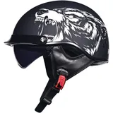 BYFHHHH Halbschalenhelm Vintage Motorradhelm Baseballmütze Cruiser Chopper Rollerhelm ECE Zulassung Retro Motorrad Halbhelm Mofahelm C,L=59~60CM