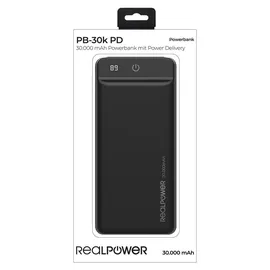 Realpower PB-30k PD 30000 mAh 18 W, - Schwarz