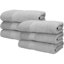 Betz 6 Stück Saunatücher Saunatuch Saunahandtuch Set Premium 100% Baumwolle Frottier XXL Badetuch Strandtuch Größe 70x200 cm Farbe silber