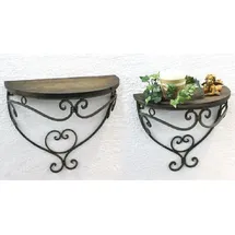 DanDiBo Ambiente DanDiBo Wandregal 2er Set 12095 Wandkonsole Malega aus Metall mit Holzablage Badregal