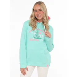 Hoodie »"Frei sein"«, mit maritimen Design, Kängurutaschen und Stickerei, Gr. LXL (L/XL), Mint, , 49835016-LXL