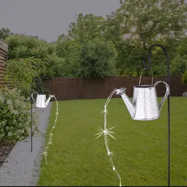 ETC Shop LED Solarleuchte, Gießkanne LEDs, flackern, H 130 cm