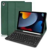 Hofsos iPad 9.Generation Hülle mit Tastatur, ipad 10.2 Tastatur hülle für ipad 9./ 8. /7. Generation, Schutzhülle mit Stifthalter Wireless Abnehmbare QWERTZ Tastatur für iPad 9, Dunkelgrün