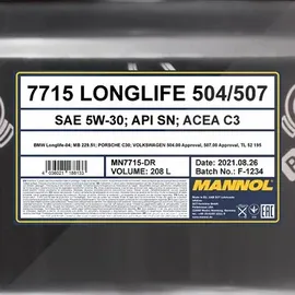 Mannol Longlife 504/507 5W-30 7715 208 l