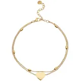 LASCANA Fußkette Mit Herzanhänger, NEU Aus vergoldetem Edelstahl goldfarben