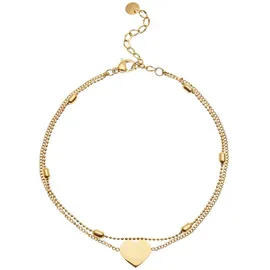 LASCANA Fußkette Mit Herzanhänger, NEU Aus vergoldetem Edelstahl goldfarben