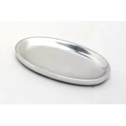 Kerzenteller oval 12 x 6 cm Aluminium Silber poliert für Ovalkerzen, Ellipsen, Hochzeitskerzen