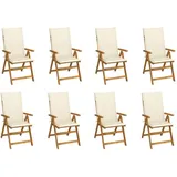 vidaXL Klappbare Gartenstühle mit Kissen 55 x 88 x 111 cm braun 8 St.