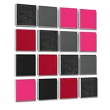 platino24 Akustikplatte 16 Elemente 3D-Set Colore Quadrat 27,5 x 27,5 cm Multicolore rosa