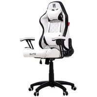 Elite Gaming-Stuhl für Kinder PULSE, ergonomisch, bis 120kg, verstellbare Höhe, Wippmechanik, Kissen (Weiß/Schwarz)