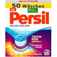 Persil Color Pulver (50 Waschladungen), Colorwaschmittel mit Tiefenrein-Plus Technologie bekämpft hartnäckigste Flecken, Waschpulver für leuchtende Farben