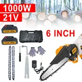 Akku Kettensäge 6 Zoll Mini Elektro Kettensägen Handkettensäge Mit 2 Akku 21V