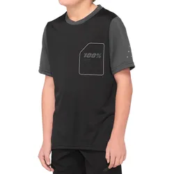 100% Ridecamp Jugend Kurzarm Fahrrad Jersey, schwarz-grau, Größe L