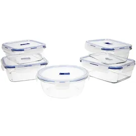 Luminarc Pure Box Active 5er Set Frischhaltedosen aus Glas, extra robust, BPA-frei, Mikrowellenventil, transparent