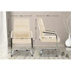 CLP Besucherstuhl Hobart creme/Kunstleder