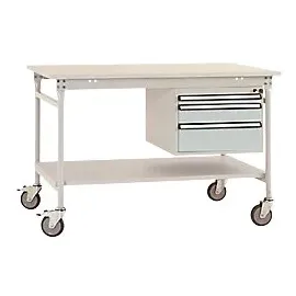 Manuflex mobiler Beistelltisch Basis Complete Melamin Hellgrau 1.500 x 800 x 850 mm