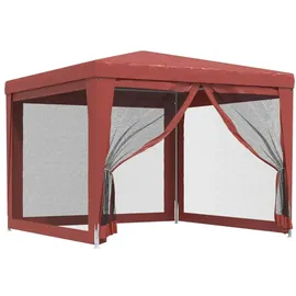 vidaXL Partyzelt mit 4 Mesh-Seitenwänden Rot 3x3 m HDPE