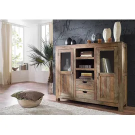 MASSIVMOEBEL24.DE Highboard 140 x 120 x 40 cm Grau