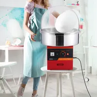 Vevor Elektrische Zuckerwattemaschine, 1000 W Zuckerwattegeräte, Kommerzielle Zuckerwattemaschine mit Abdeckung, Edelstahlschüssel, Zuckerschaufel, Schublade, Perfekt für Familienfeiern, Rot