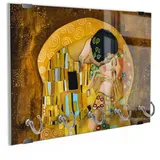 DEQORI Schlüsselbrett 'Der Kuss von Gustav Klimt', (1 St), Schlüsselhalter Schlüssel Haken Schlüsselboard modern Schlüsselleiste gelb