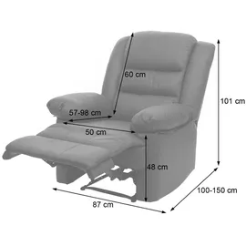 MCW Relaxsessel G15 Leder/Kunstleder 87 x 101 x 150 cm Braun mit verstellbarer Rückenlehne