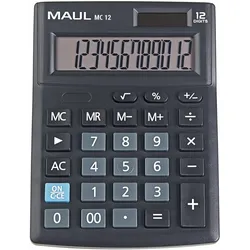 Maul MC 12 Tischrechner Schwarz Display (Stellen): 12 batteriebetrieben, solarbetrieben