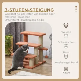 PawHut Katzentreppe 3-stufige Hundetreppe Braun 45 x 40 x 48 cm