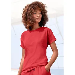 H.I.S T-Shirt, mit Ärmelaufschlag, im maritimen Stil, Loungewear, Gr. 44/46, rot, , 50272735-44