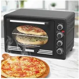 TurboTronic by Z-Line Minibackofen mit Umluft und Drehspieß 45 Liter, inkl. Backblech, 2000W Mini, Tisch Backofen Camping Pizzaofen Klein/Groß Vintage Retro schwarz