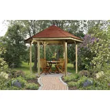 Weka Pavillon 656 Gr.1 mit Roten Dachschindeln 326 cm x 376 cm