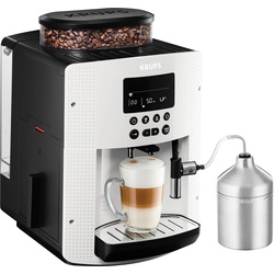 KRUPS Kaffeevollautomat "EA8161" Kaffeevollautomaten inkl. Edelstahl-Milchbehälter, 3 Temperaturstufen + 3 Mahlstärken , weiß Kaffeevollautomat