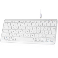 Qulose Kabellose Bluetooth Tastatur, Wiederaufladbare Mini Tastatur Type-C, Funk Tastatur, Ultraslim Ergonomisches Design, Deutsches QWERTZ Layout, für Android/iOS/Windows 11/10/8-Silber
